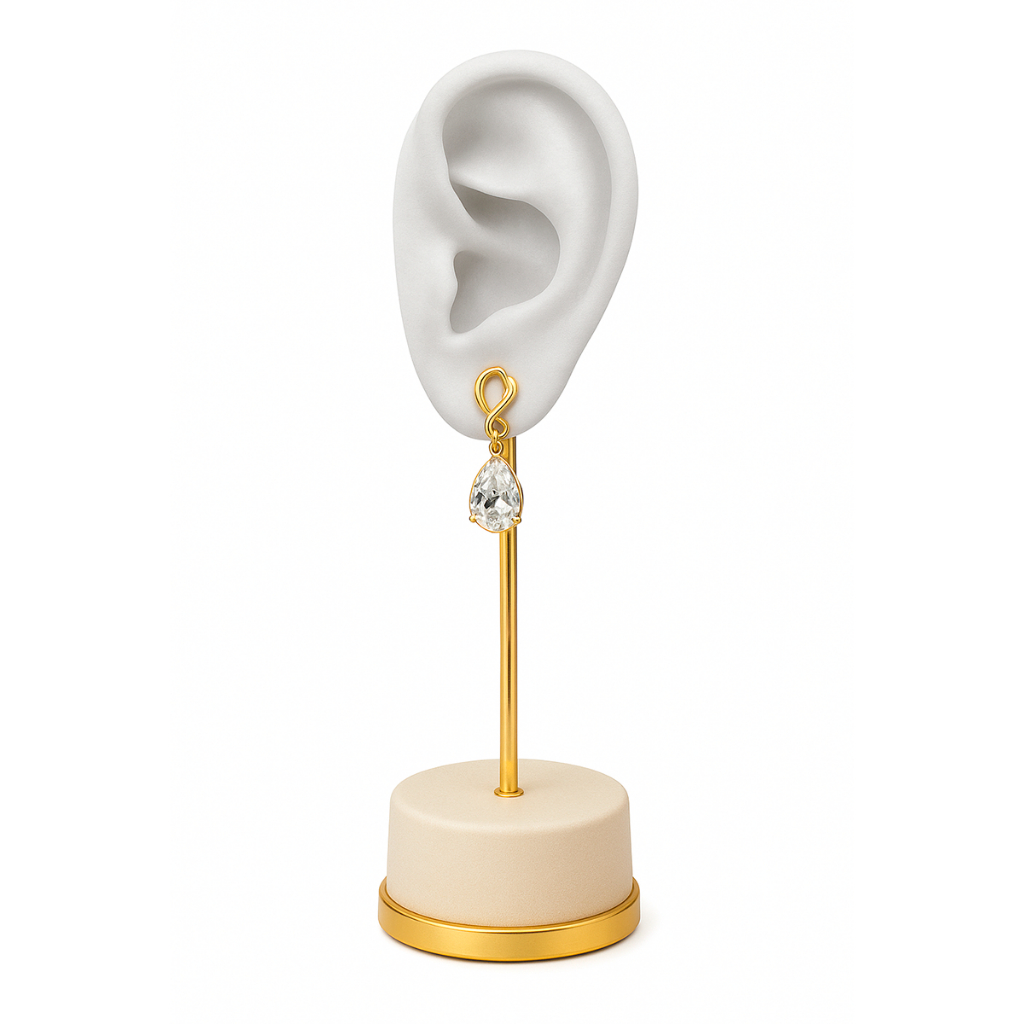 Expositor Brinco Luxo Forrado Metal Orelha Silicone Branca Direita Joias Bijuterias