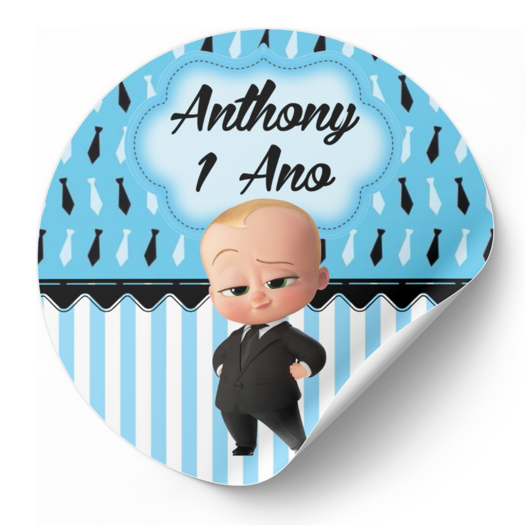 40 Adesivos 4,5cm Personalizados Decoração Aniversário Poderoso Chefinho Nome E Idade