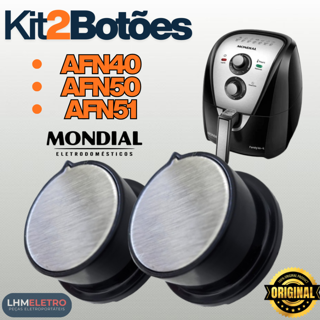 Kit 2 Botões Knob Airfryer Mondial Original – Peça de Reposição