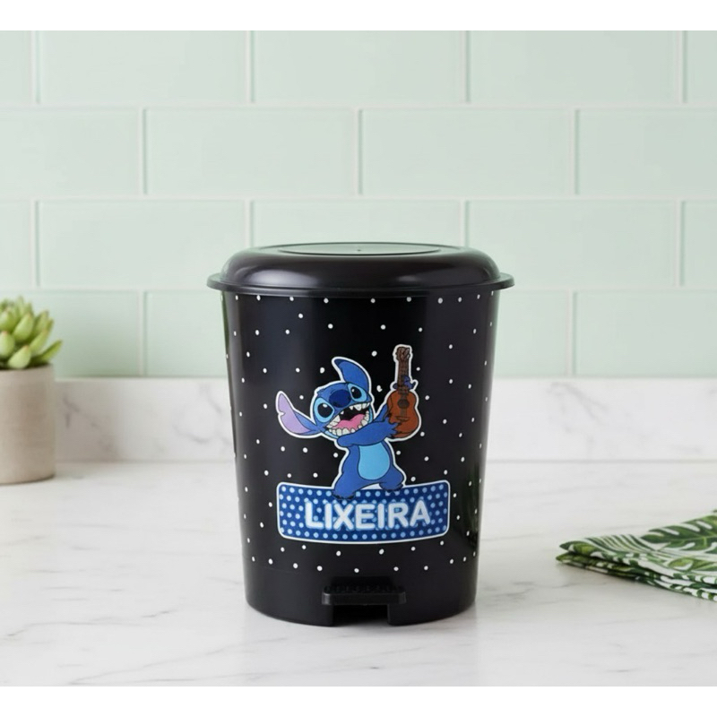 Lixeira 13 Litros Pedal Stitch Resistente Reforçada Multiuso Banheiro Cozinha Decoração