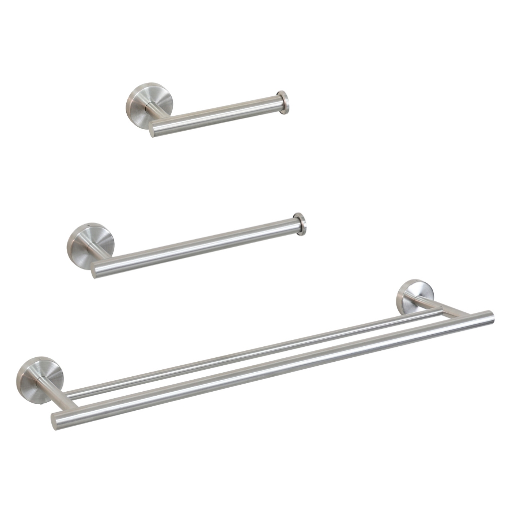 LUMAI Kit Acessórios Suportes para Banheiro 3 Peças Inox Fosco Toalheiro Duplo Porta-Toalha Suporte