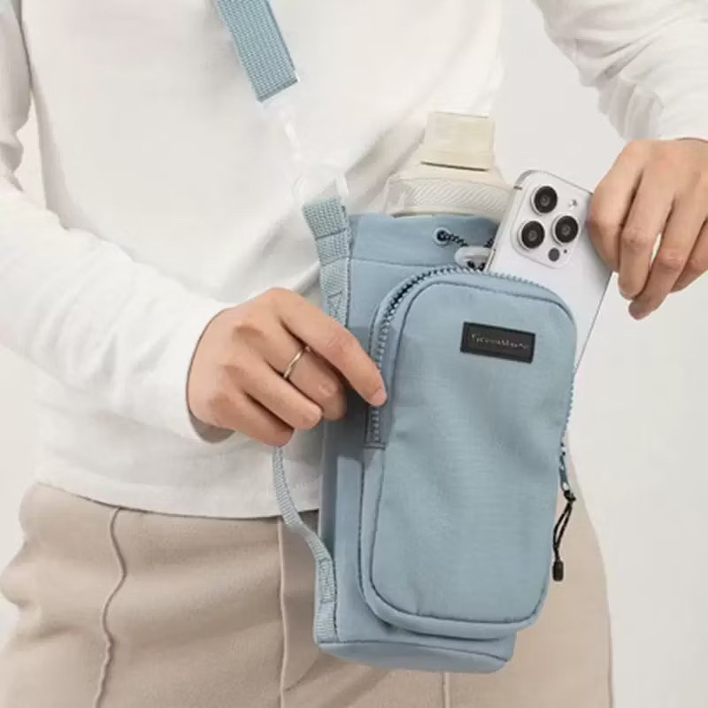 Bolsa de armazenamento com cordão para chaleira portátil para celular ao ar livre, capa para copo térmico