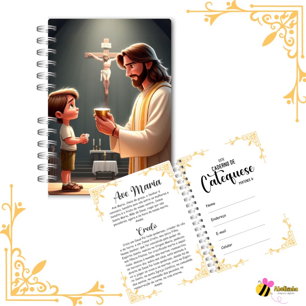 Caderno Catequese Personalizado Masculino em Oferta na Shopee