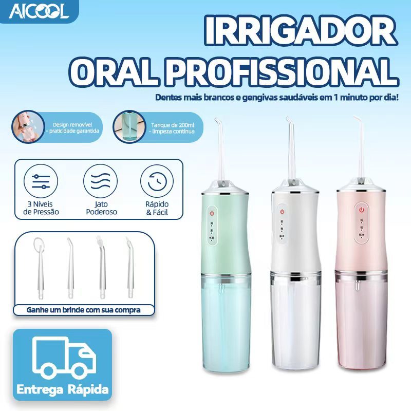 AICOOL Escova de dentes elétrica/Fraldinha dental/Tanque de água grande de 200 ml/Limpeza profunda