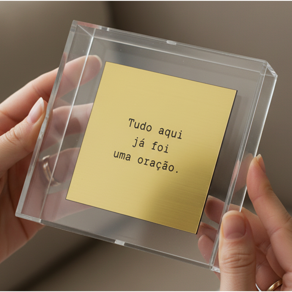 Quadro Decorativo em Caixa de Acrílico - Frase Personalizada - 12x12x3,5 Cm em Oferta na Shopee