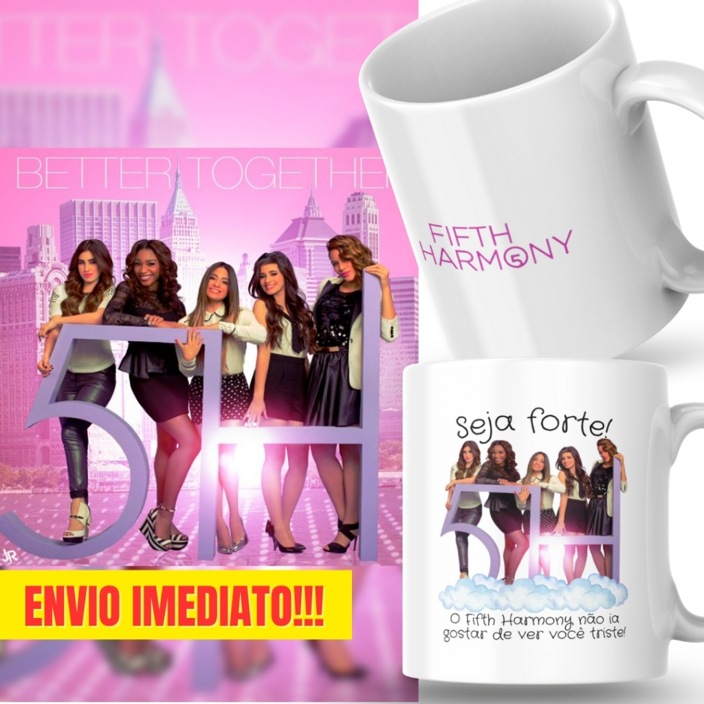 Caneca Xicara Porcelana 325ml Seja Forte Fifth Harmony Fã Personalizada Presente Decoração Casa