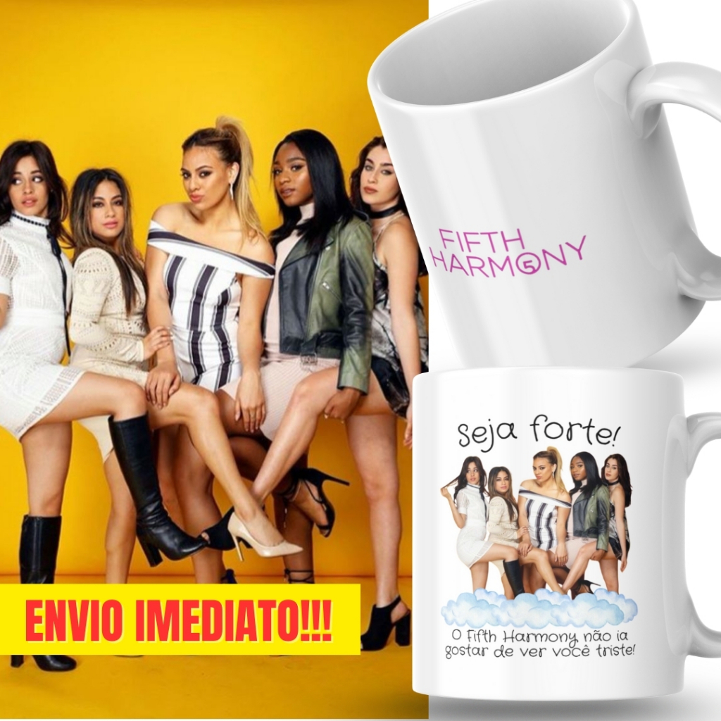 Caneca Xicara Porcelana 325ml Seja Forte Fifth Harmony Fã Personalizada Presente Decoração Casa