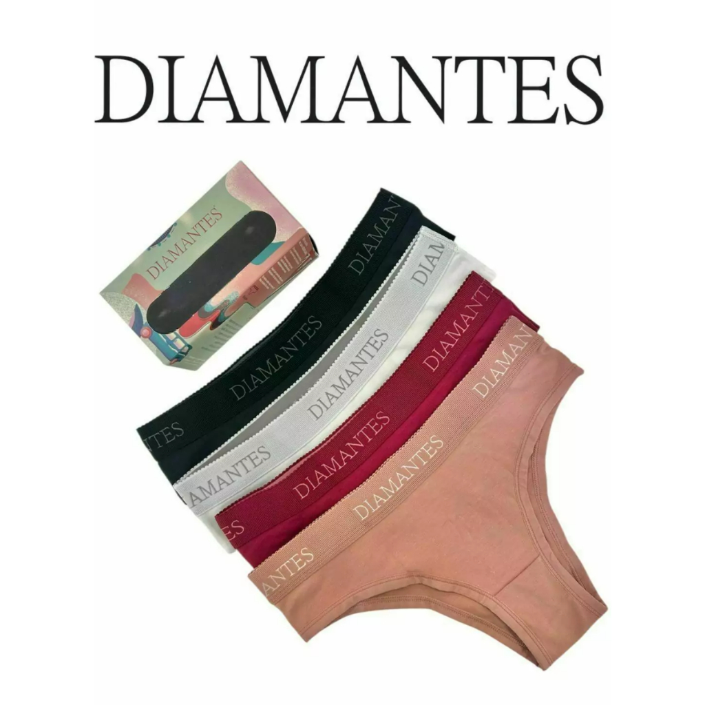 KIT COM 4 CALCINHAS BIQUINI DE COTTON-ALGODÃO CÓS PERSONALIZADO DIAMANTES LINGERIE em Oferta na Shopee