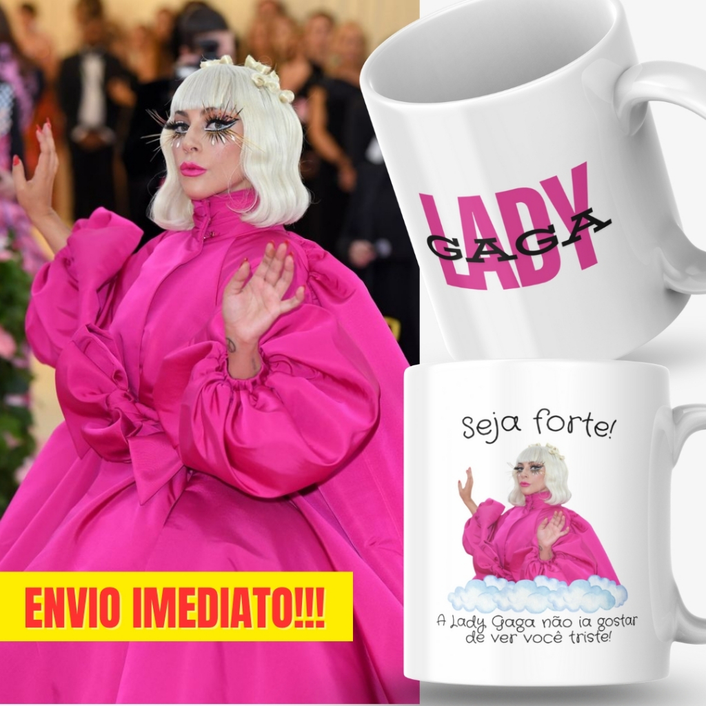 Caneca Xicara Porcelana 325ml Seja Forte Lady Gaga Fã Personalizada Presente Decoração Casa