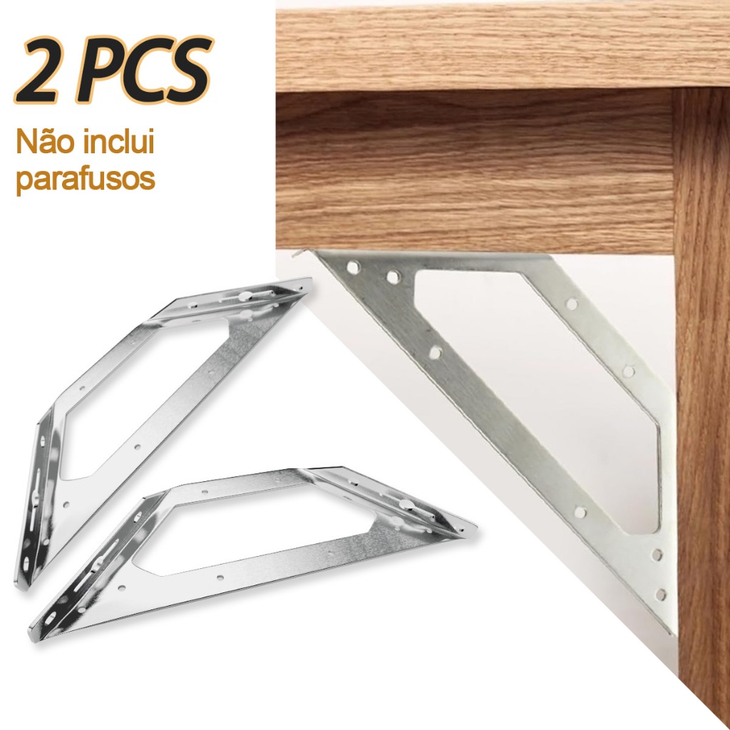 Kit 2 Conector Aço Inoxidável de alta resistência Tamanho grande Cantoneira Junção Canto Móveis Para Prateleira Móveis