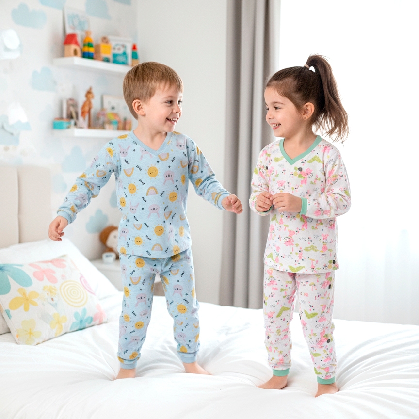 Kit 3 Pijamas Infantis 100% Algodão Confortáveis Leves e com Estampas Divertidas