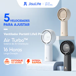 【Envio Full】JISULIFE Mini Ventilador Portátil de Mão Turbo USB Recarregável 4000/6000mAh Silenciso (Life 5 Plus)