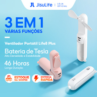 【Envio Full】JISULIFE 3 em 1 Mini Ventilador Portátil Dobrável 46 Horas Duração 4500mAh com Lanterna (Life8 PLus) em Oferta na Shopee