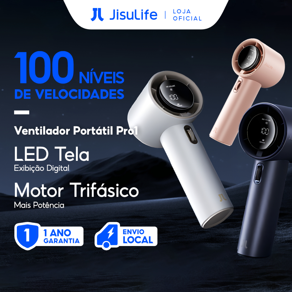 JISULIFE Ventilador Turbo de Mão Portátil 3600mAh USB Recarregável ABS Material com Tela LED (Pro1) em Oferta na Shopee