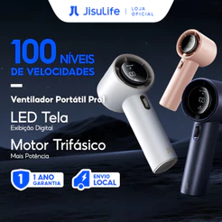 JISULIFE Ventilador Turbo de Mão Portátil 3600mAh USB Recarregável ABS Material com Tela LED (Pro1)