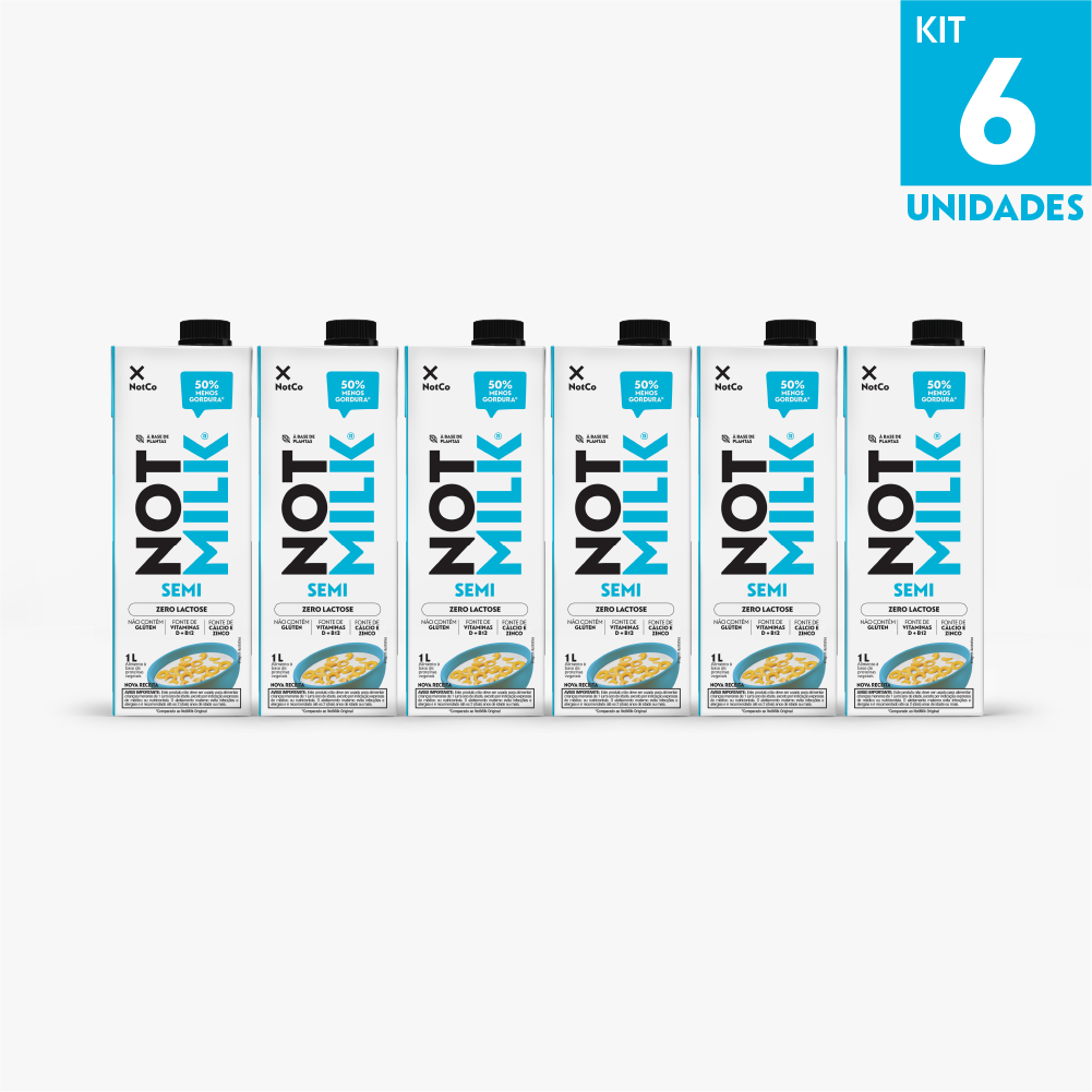 Kit Bebida Vegetal NotCo NotMilk Semi Desnatado 1L