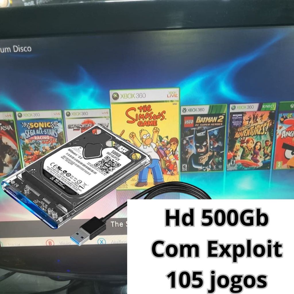 HD Externo 160 gb há 500 GB para xbox 360 C/exploit roda em qualquer xbox360