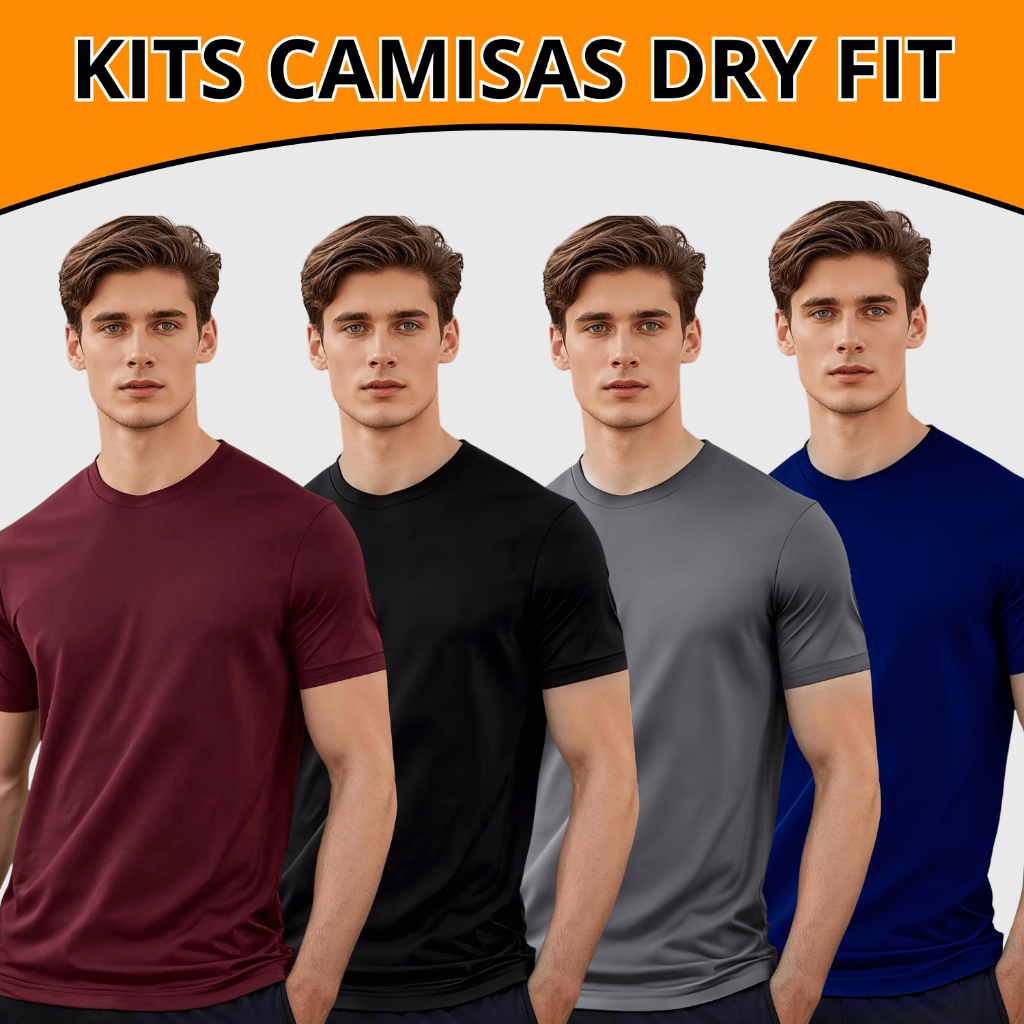 Kits Camisetas Dry Fit Masculina Academia Treino Corrida Esportes Manga Curta Lisa Premium Casual