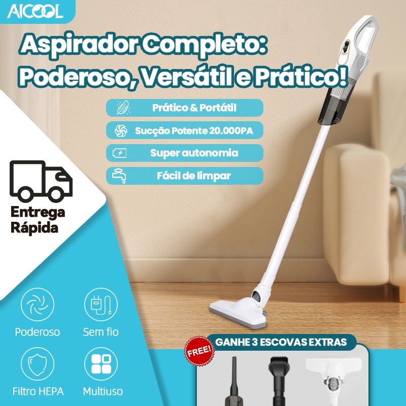 AICOOL Aspirador de pó sem fio com forte poder de sucção de 20000Pa, bateria de longa duração e portabilidade em Oferta na Shopee