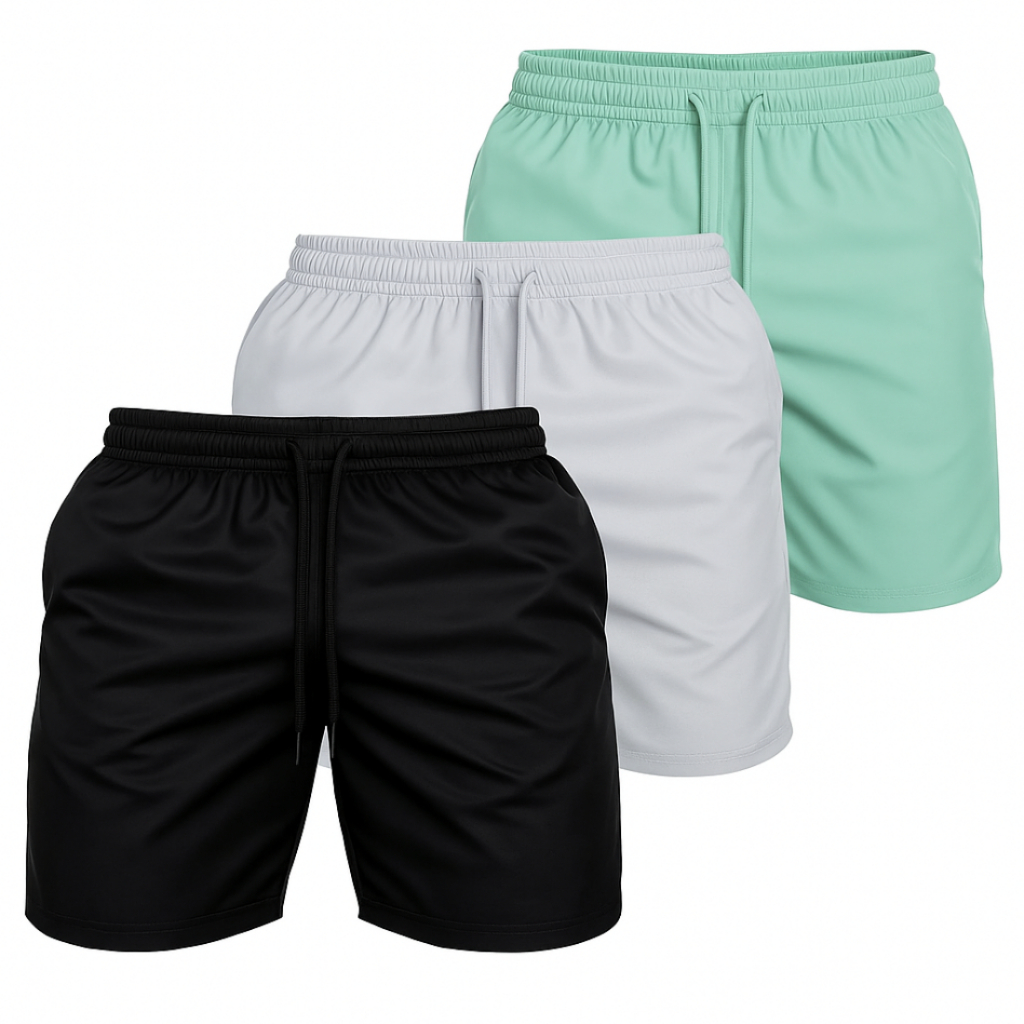 Kit 3 Bermuda Maculina Short tactel com elastano academia piscina corrida Praia