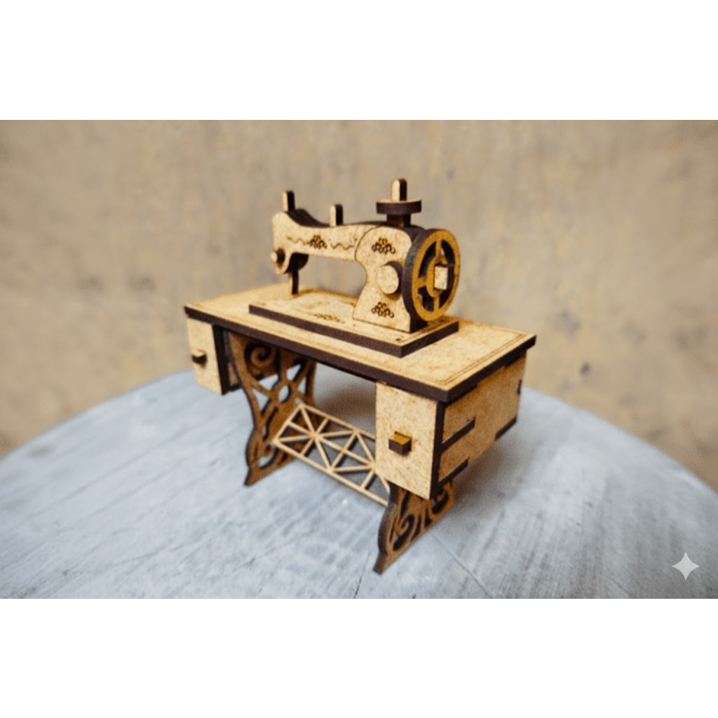 Miniatura Máquina de Costura Antiga em MDF – Decoração Vintage Corte a Laser