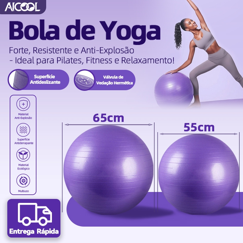 AICOOL Bola de ioga à prova de explosão/bola de pilates/bola de fitness/design antiderrapante, 65 cm/55 cm opcional