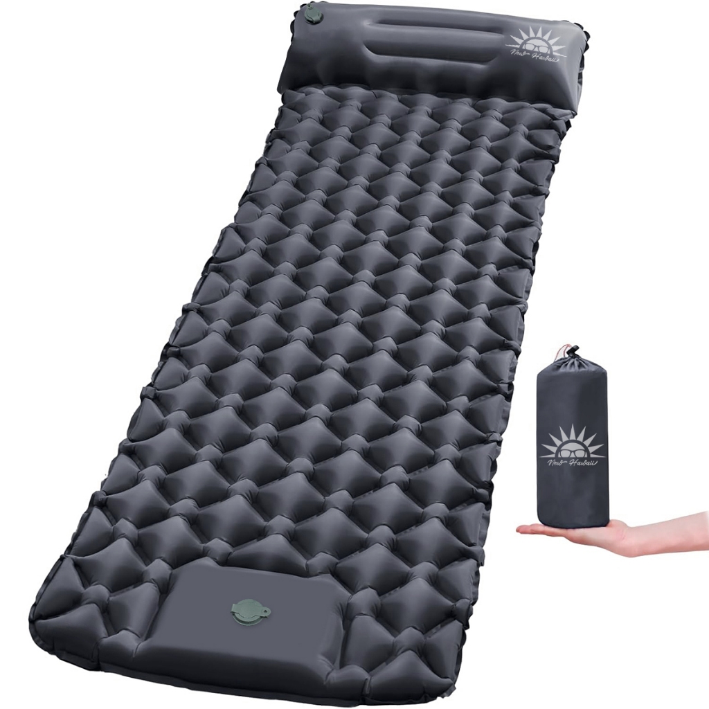 Colchão Inflável Camping 190cm Com Travesseiro Almofada De Viagem,Bomba Embutida NEW HAWAII
