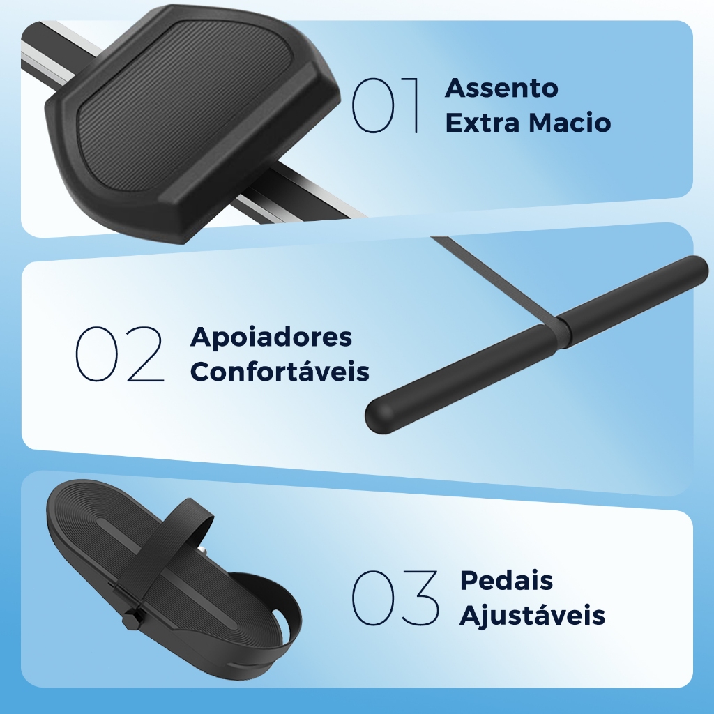 Aparelho de Remo Ergométrico Dobrável - Resistência Magnética 8 Níveis, Design Compacto · foto 2