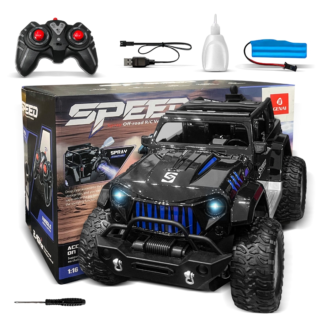 Carro Controle Remoto Off-Road,Controle Duplo(Joystick + Relógio Gestos),Luzes LED e Som,Resistente a Quedas