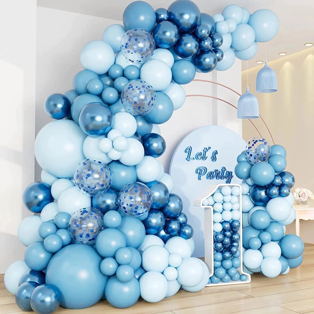 Kit 145peças Balões 5" 10" 12" 18"Azul fosco Balão Para Festas e Aniversários