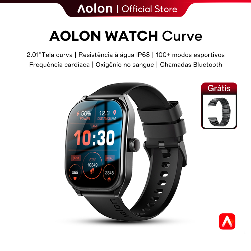 Aolon Curve smartwatch relogio IP68 Tela curva de 2,01"  Bluetooth relogio smartwatch masculino 15dias Esportivo Relógio