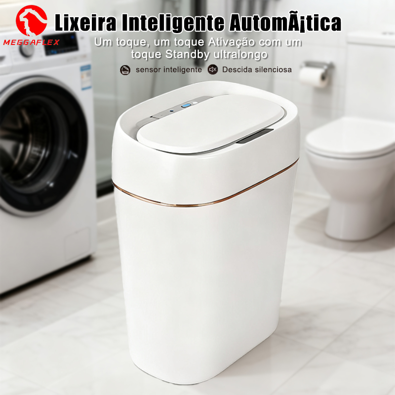Lixeira Inteligente Automática 13L com Sensor de Movimento Tampa Automática USB