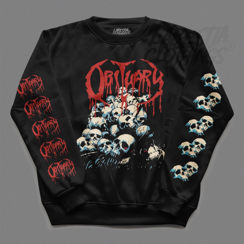 Moletom Careca Obituary Blusa Gola Redonda Banda Estilo Metal Vários Tamanhos em Oferta na Shopee