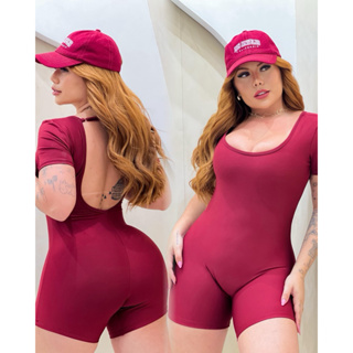 Macaquinho Gym Cross Gringa Costa nua academia moda fitness tiktok com mangas em Oferta na Shopee