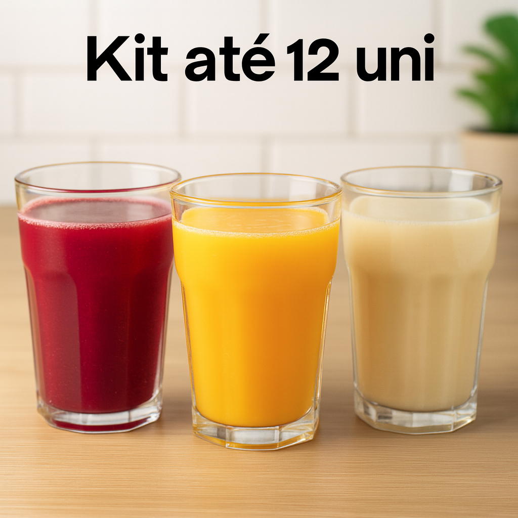 Jogo Copos De Vidro 350ml Kit 3 a 12 Ideal Para Suco, Água, Drinks, Vitaminas Vidro Resistente