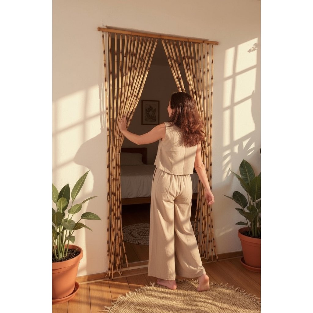 CORTINA DE BAMBU DECOR HIPPIE BOHO CHIC NATUREZA PRAIANA — imagem 2 de 2