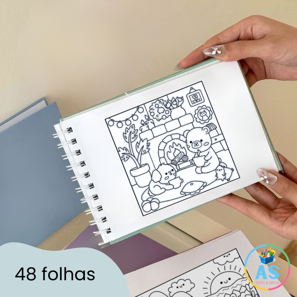 Livro de Colorir Capa Dura De 48 Folhas Com Acetato em Oferta na Shopee