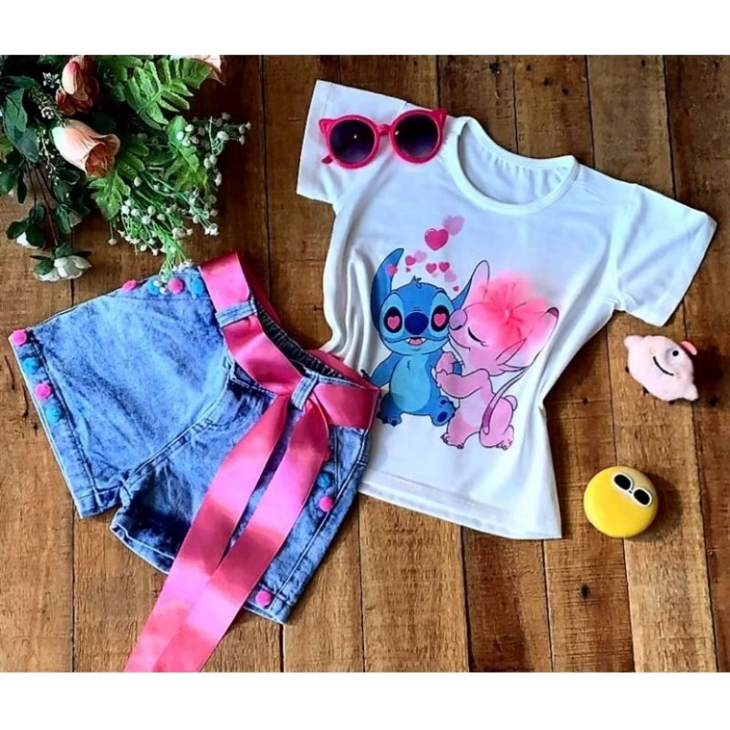 Conjunto Stitch Bem Blogueirinha Infantil Menina em Oferta na Shopee
