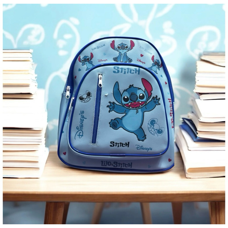 Mochila de costas Stitch diversos bolsos material resistente lindo em Oferta na Shopee