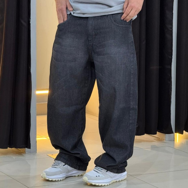 Calça balão baggy Jeans Boca Larga Skate Street Estilosa Moda Masculina Feminina Preta em Oferta na Shopee