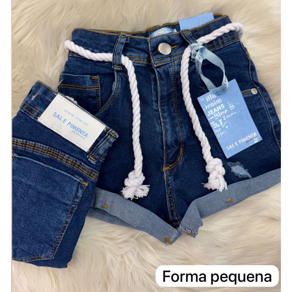 Short Jeans Femino Sal e Pimenta e Pimenta Original Premium Com Letreiro Bordado Com Lycra Cintura Alta em Oferta na Shopee