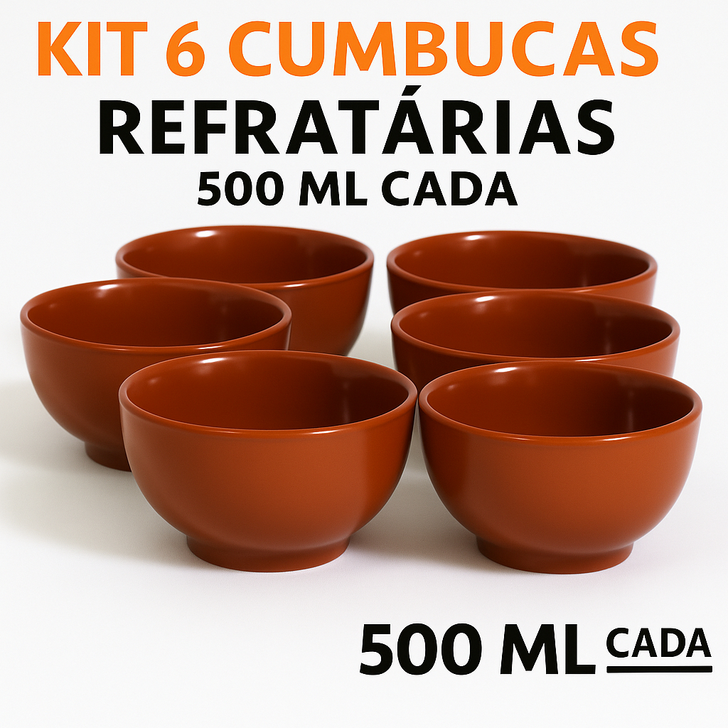 6 cumbuca bowl tigela caldo verde marrom porcelana refrataria 500ml açai sopa feijoada restaurante