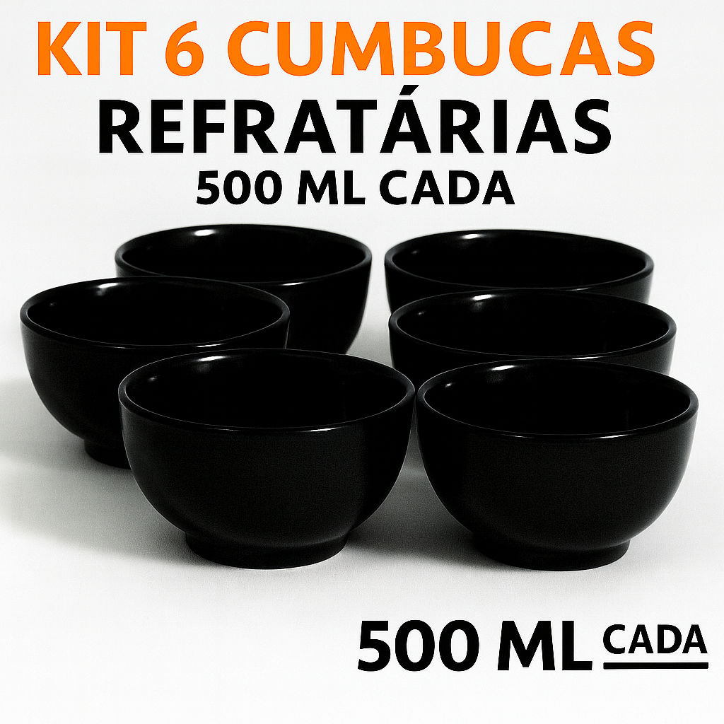 6 Bowl cumbuca tigela 500ml Porcelana Preta Caldo V. restaurante feijoada sopa açai comida japonesa em Oferta na Shopee