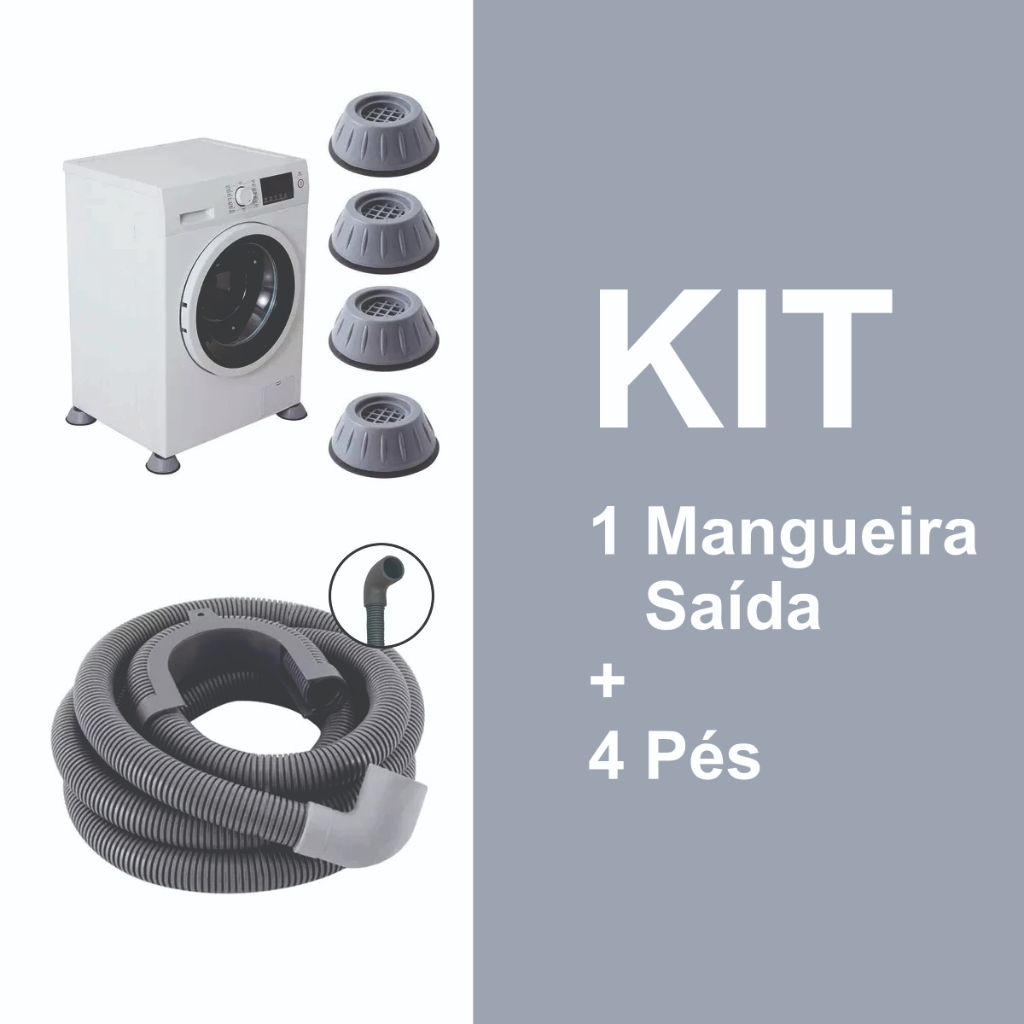 Kit Mangueira Saída de Água + Pé Nivelador Anti Vibração
