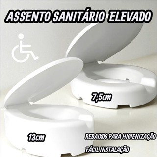 TAMPA ASSENTO VASO SANITARIO ELEVADO 7,5 OU 13CM PCD IDOSO em Oferta na Shopee