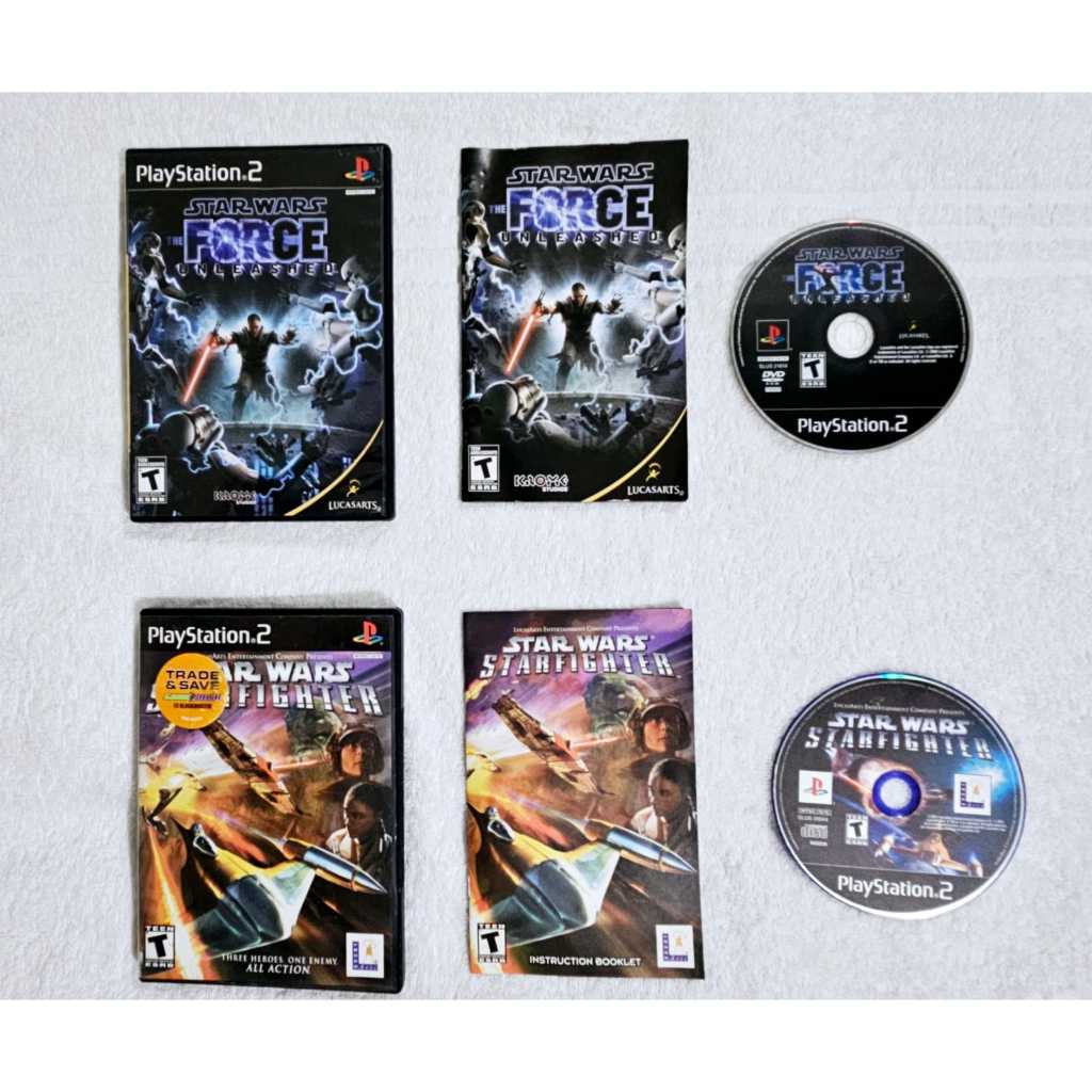 Playstation 2 Star Wars The Force Unleashed & Star Wars Starfighter * NTSC *