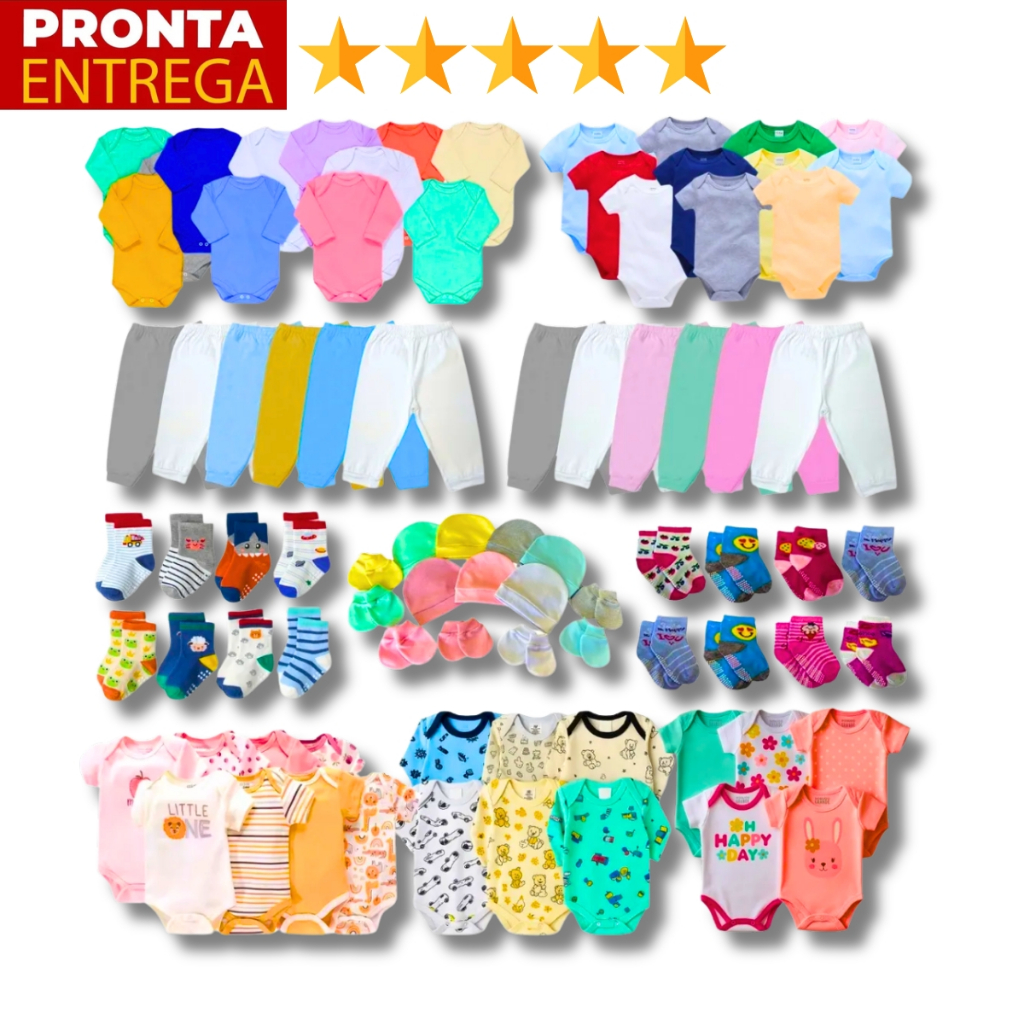 Kit 30 Peças Conjunto Enxoval Bebê Roupa Calça Body Recem Nascido Atacado