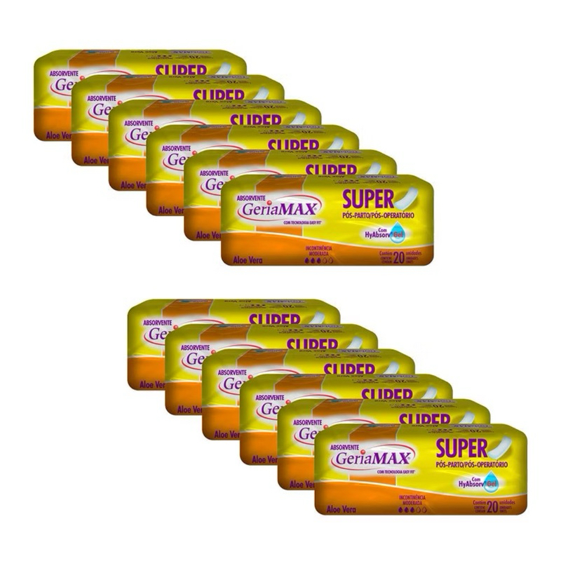 Kit com 12 Absorventes Geriátricos Geriamax com 20un cada