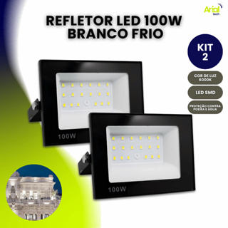 Kit 2 Refletor Led 100w Holofote Bivolt Prova Dágua Frio em Oferta na Shopee