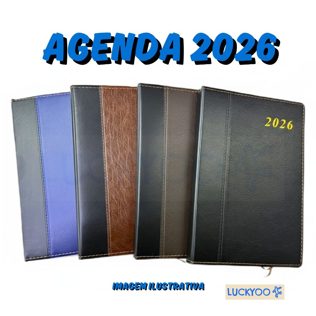 Agenda 2026 Luxo Planejamento Diário e Mensal Organização Profissional Anual Couro Sintético Escritório Dia do Professor